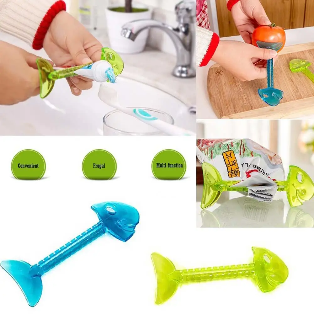

Cute Fish Bone Shape Tube Toothpaste Dispenser Squeezer Sealing Clip Peeler Set