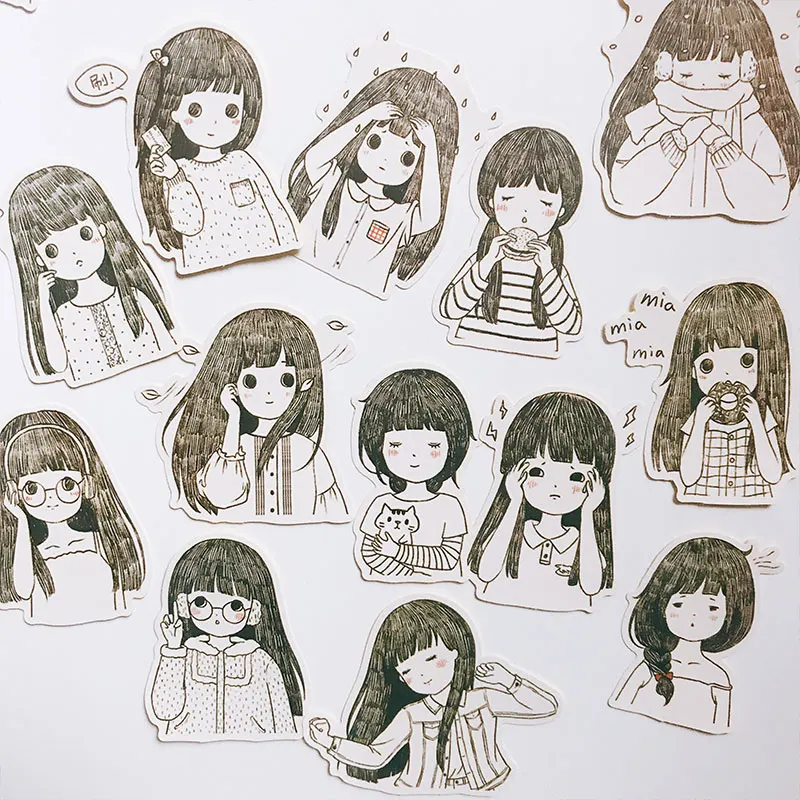 Мультяшная наклейка s DIY скрапбук милая девочка повседневная жизнь Illustrator серия альбом счастливый планировщик этикетка ремесла украшения стикер пакет