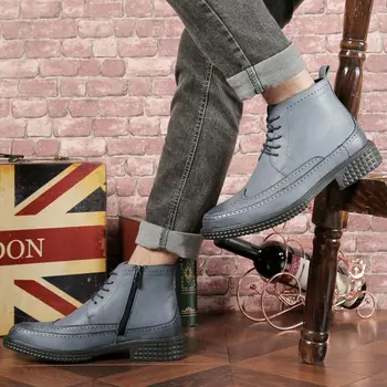 

Men's Boot Lace-up Men Boots Genuine Leather Winter Black Chelsea Boots Mens Ankle Military Boots' Men Desert winter shoes mens