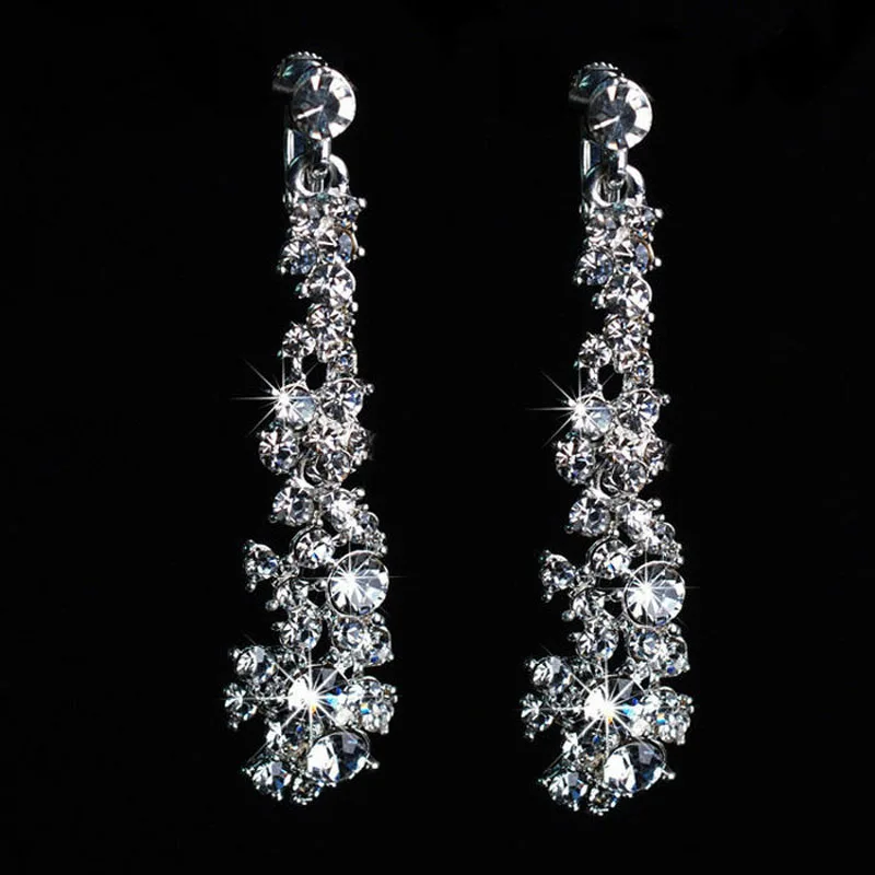 TREAZY Tassel Crystal Bridal Wedding Jewelry Sets for Women Silver Color Choker Necklace Earrings Set Wedding Party Jewelry bridal jewelry sets crystal jewelry sets