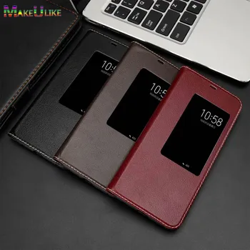 

Genuine Leather Case For Huawei Mate 20 Pro Flip Case Magnetic Window View Cover For Huawei Mate 20 Pro Mate20 Phone Bags cases