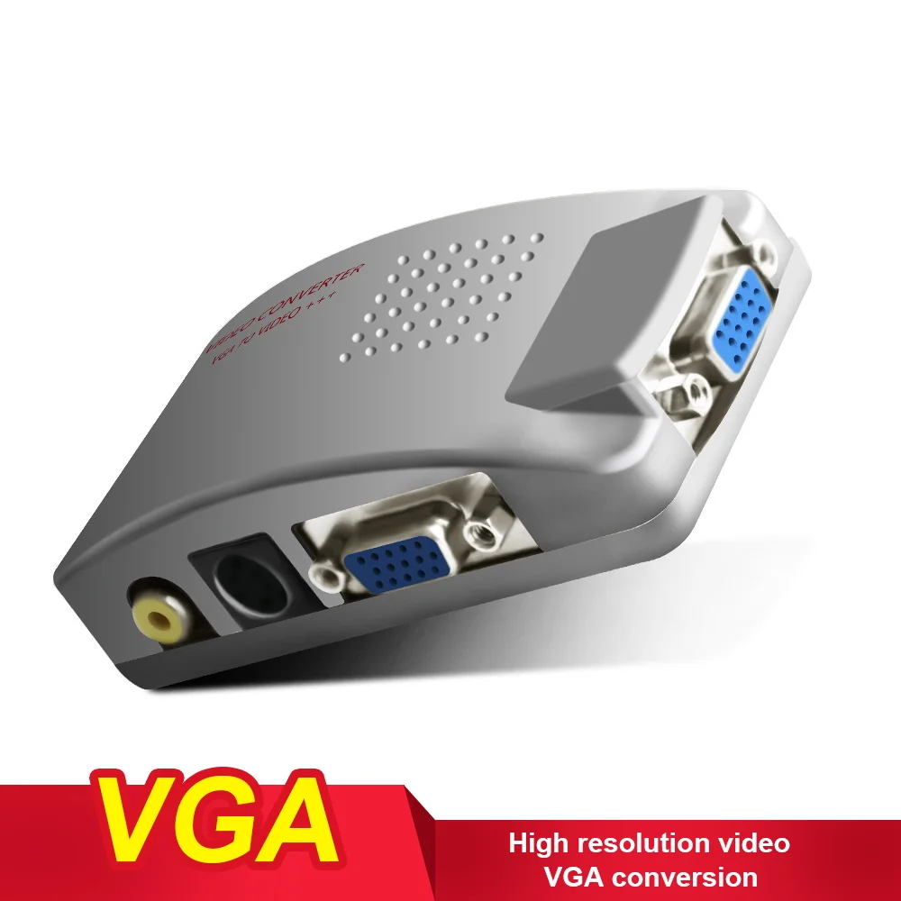 

video to VGA TV Signal Converter Adapter S-video to VGA Switch Conversion High Resolution Digital AV / S RCA for PC Notebook