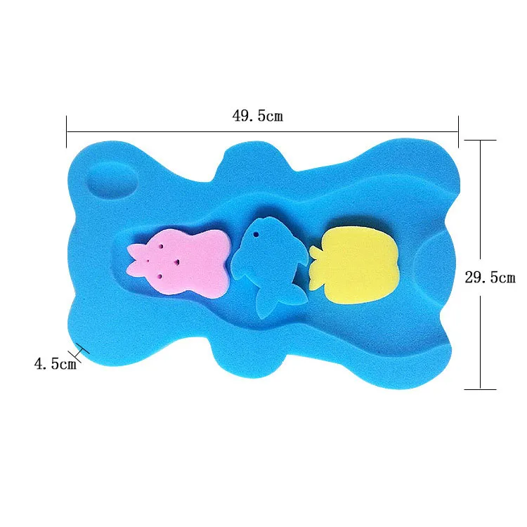 Коврик для купания младенцев комфортный мультфильм Нескользящая Губка Подушка новорожденный младенец подушка для купания детей уход за малышом игрушки Складная безопасная сеть Ванна - Цвет: Blue