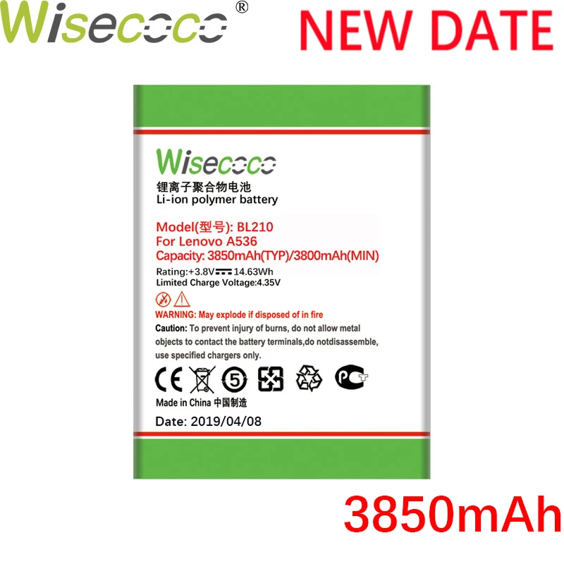 

Wisecoco BL210 3850mAh For Lenovo A536 A606 S820 S820E A750E A770E A656 A766 A658T S650 PHONE Battery Replace+Tracking Number