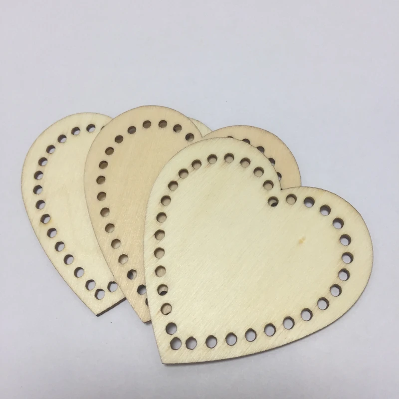 

50pcs unfinished wooden hearts cross stitch pendant