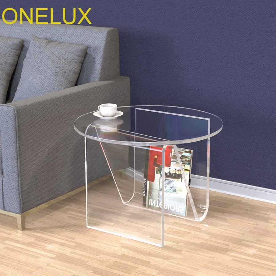 Clear Round Acrylic Coffee Tea Table, Lucite Occasional Sofa Side Magazine/Laptop Tables Clear Round Acrylic Coffee Tea Table, Lucite Occasional Sofa Side Magazine/Laptop Tables