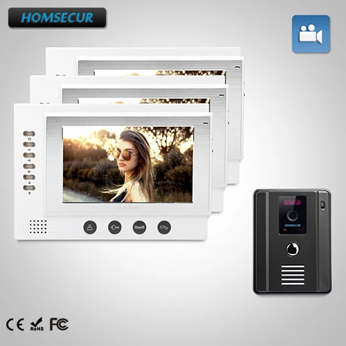 

HOMSECUR 7" Hands-free Video Door Entry Security Intercom+Outdoor Monitoring: TC011-B Camera(Black)+ TM701R-W Monitor(White)