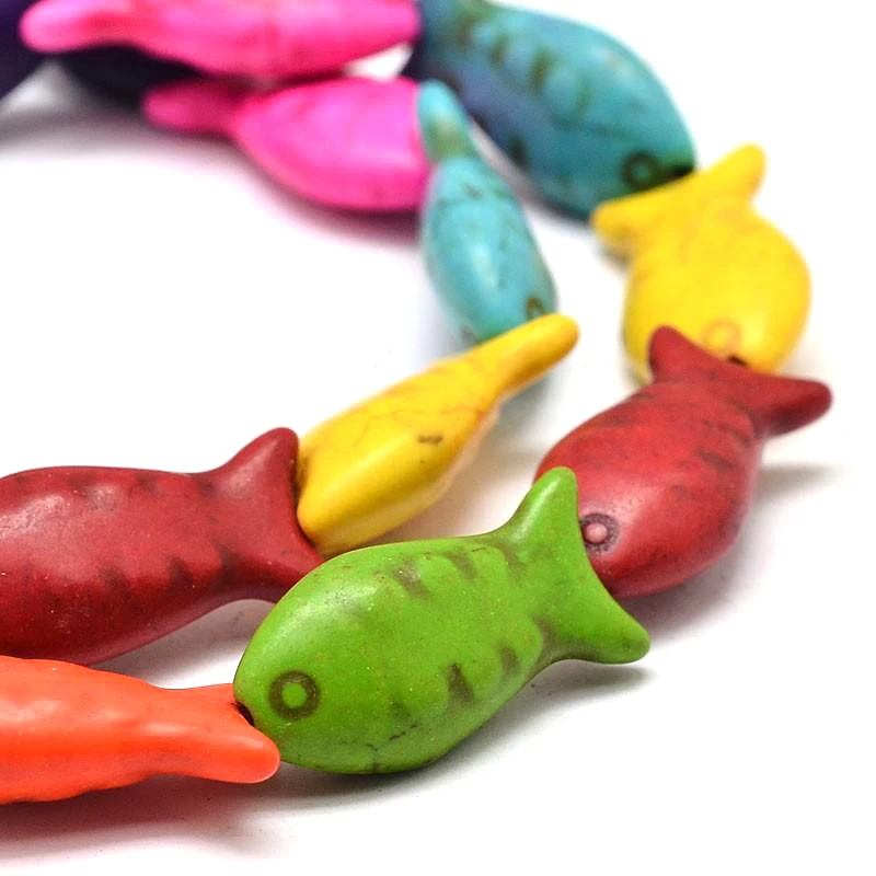 

Pandahall 1 strand 15" 12x25x7mm Fish Synthesis Dyed Beads Mixed Color Hole: 1mm