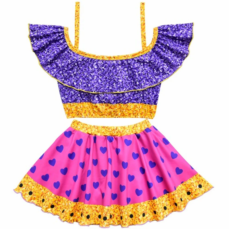 

Summer Girls Split Swimsuit Strapless Tops tutu Skirt 2pcs Cosplay Doll Princess Costumes Children Swimming Casual Suit Clothing