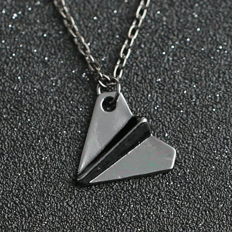 1D One Direction Necklace Paper Airplane Plane Pendant Gold Black Gun Silver Color Fashion Simple Jewelry Men Women Wholesale 