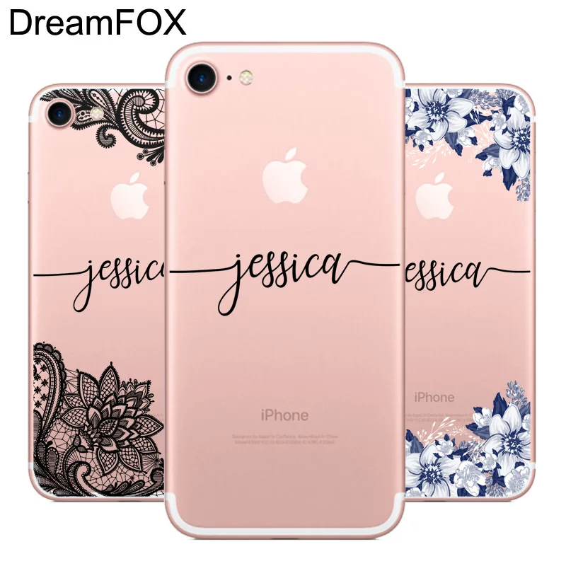 

DIY Name Custom Design Print Case Cover For iPhone XS XR Max 5 5s SE 6 6s 7 8 Plus X Flower Customized Soft Silicone TPU