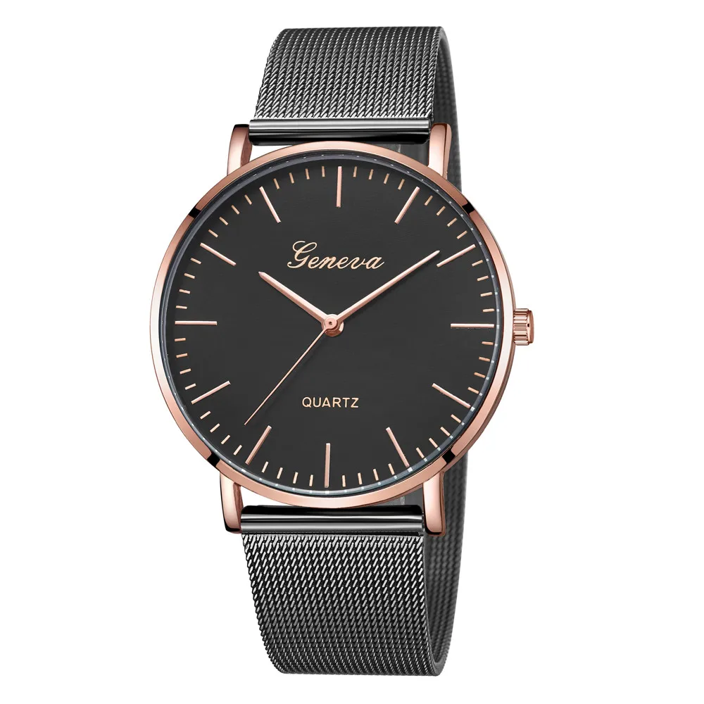 

Modern Fashion Black Quartz Watch Simple Female Stainless Steel Mesh Quartz Wrist Watch Rose Gold Ladies Watch Montre Femme 2018