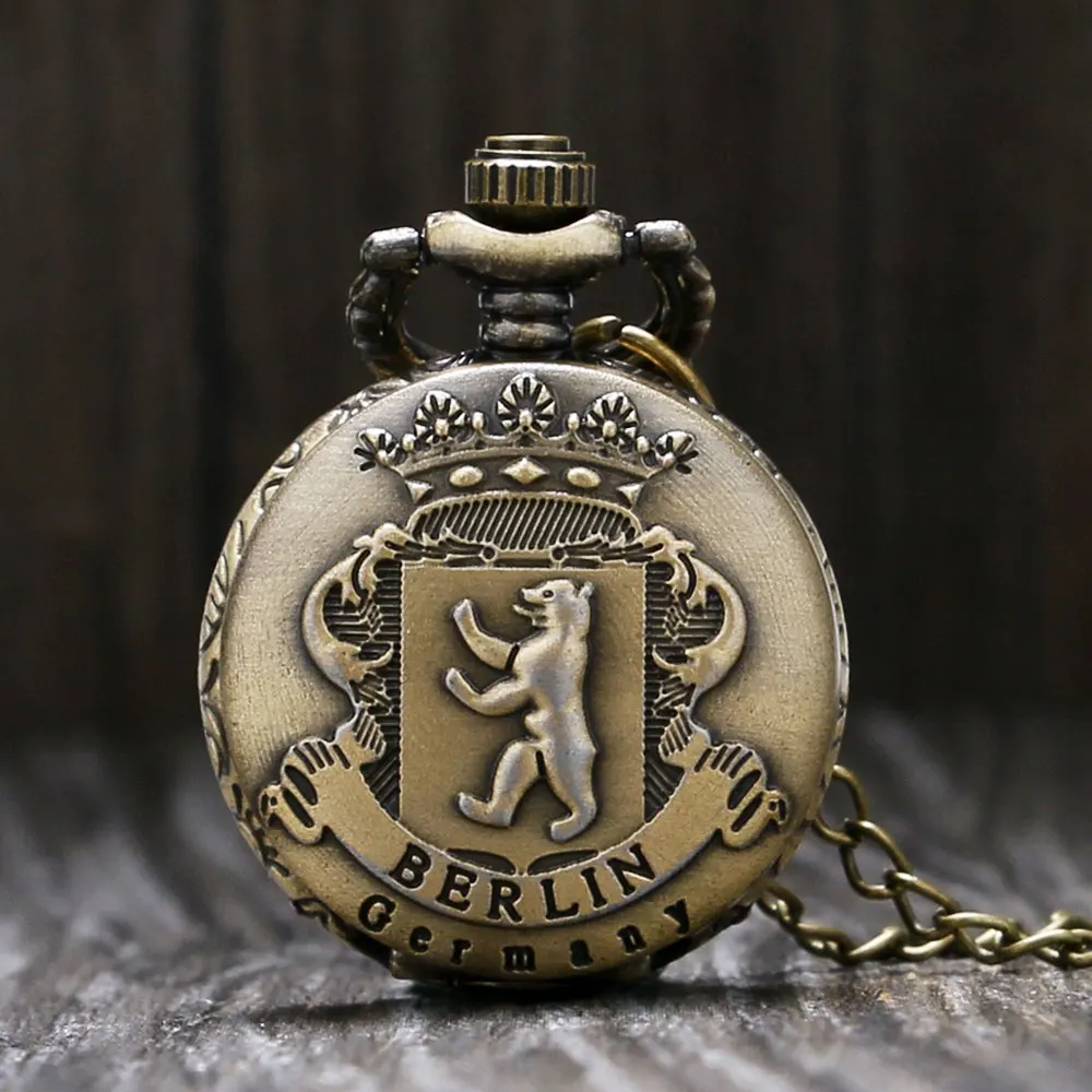 Retro Bronze Small Size Berlin Germany Theme Fob Pocket Watch With