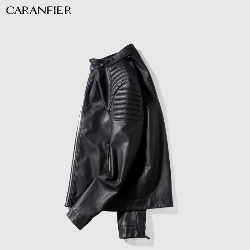 CARANFIER, искусственная кожа, для мужчин,, осень, зима, стиль, мужская мотоциклетная куртка, красивый воротник, кожа, тонкая куртка