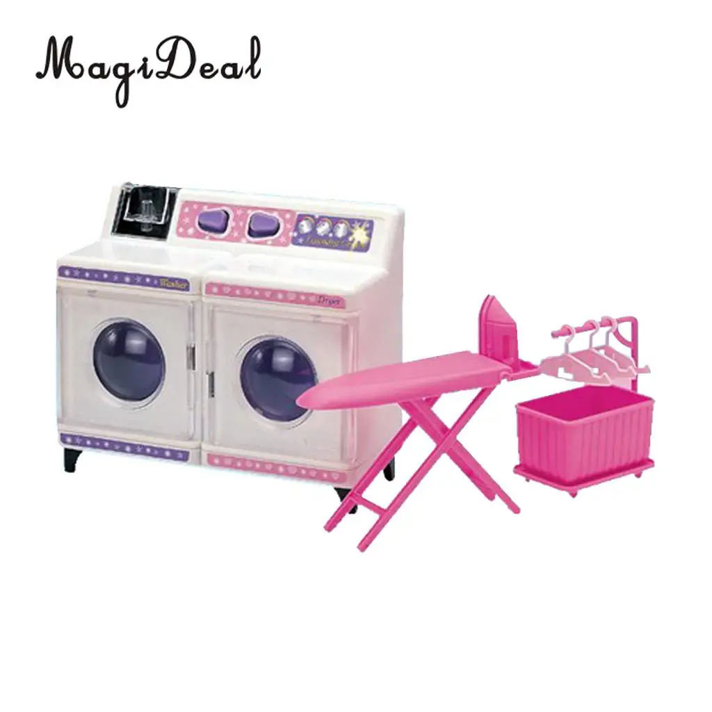 Plastic Dollhouse Washing Machine Kit Play Set for 1/6 Doll 12 Inch Action Figure Acc Furniture Decro Children Pretend Play Toy