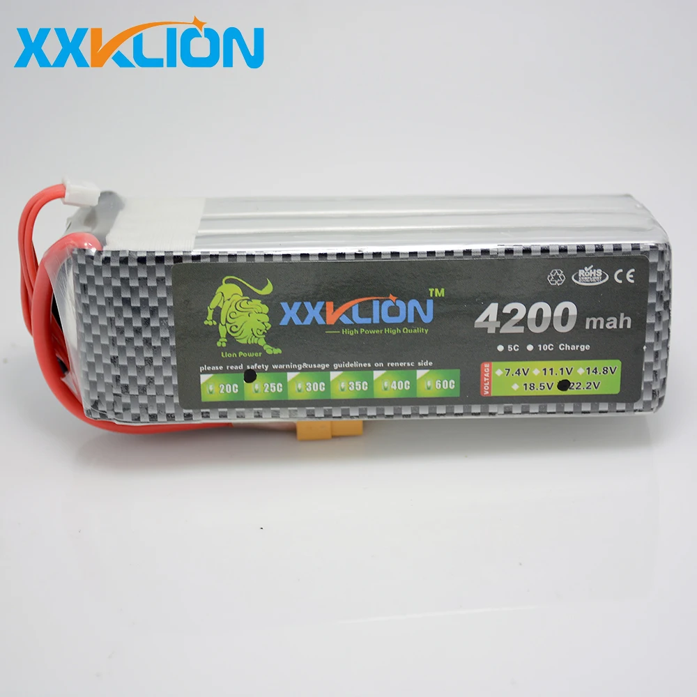 XXKLION RC LiPo battery 6S 22.2V 4200mAh 25C For R...