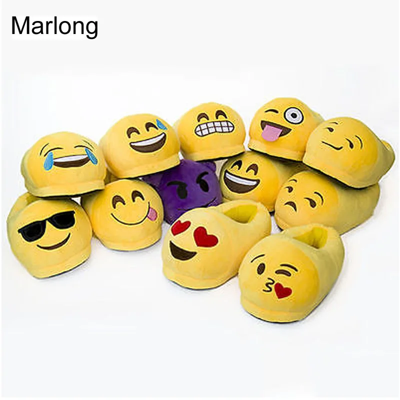 Emoji Plush Stuffed Unisex Slippers Cartoon Winter Warm Home Indoor
