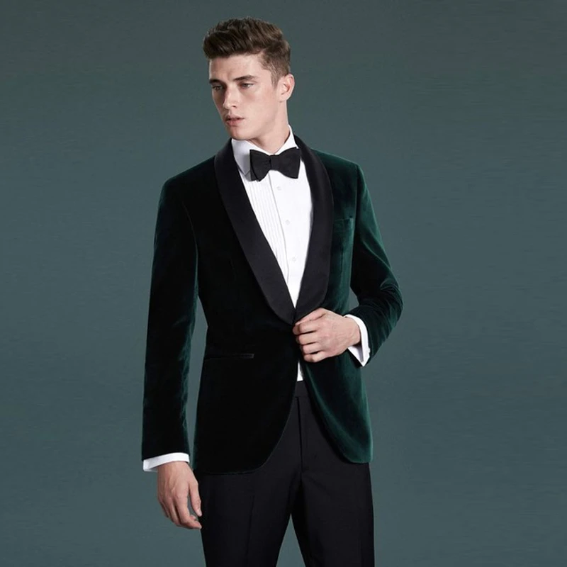 Dark green velvet suit mens Clearance