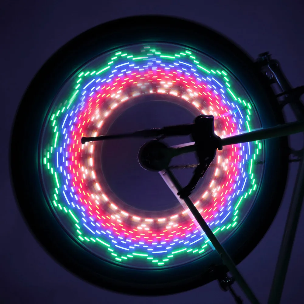 Cool 2 Side 32 LED 32 Pattern Waterproof Wheel Signal Lights Colorful Rainbow Bikes Bicycles Fixed Spoke Warn Safety Light (12)