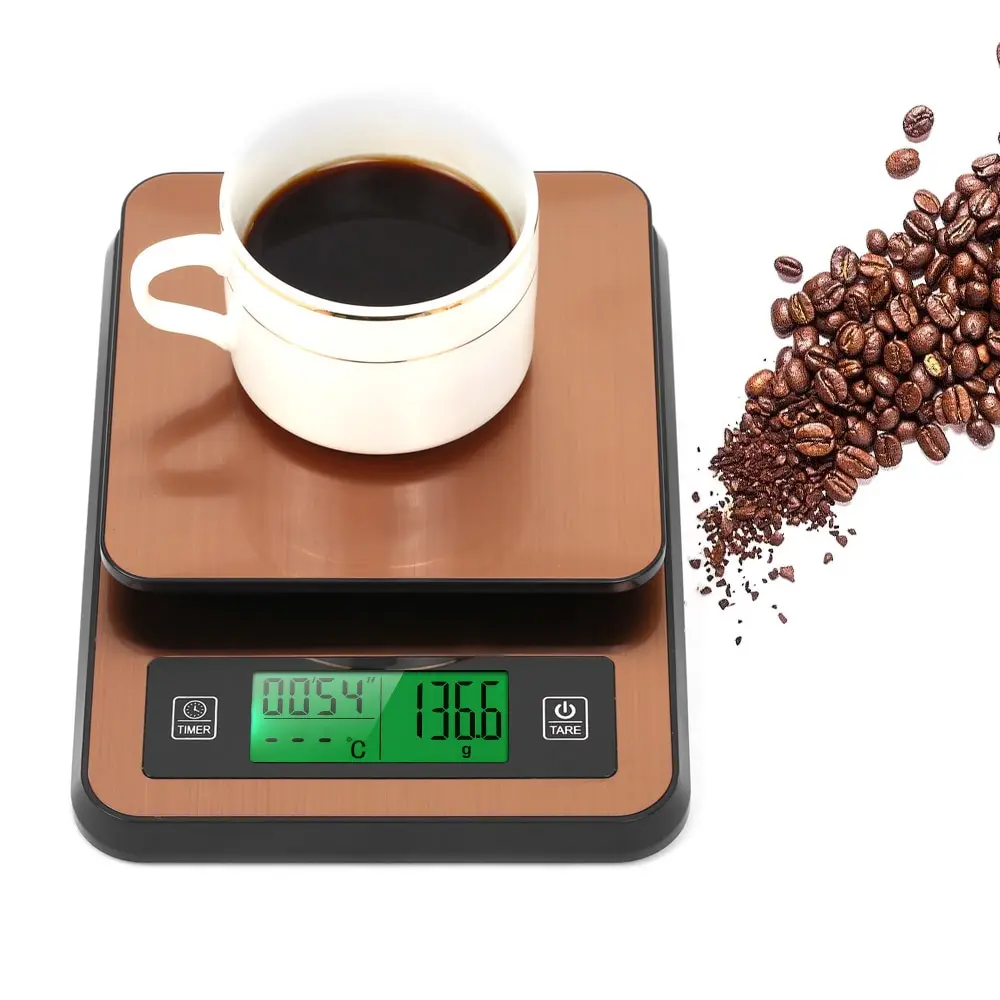 

3000g/1g Digital Kitchen Scale Multifunction Kitchen Food Coffee Scale with Timer Temperature Probe LCD Display Green Backlight