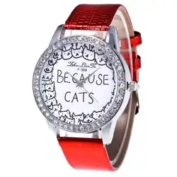 Женская мода Темперамент кожаный ремень с имитацией кварц круглый часы Для женщин часы простые модные женские часы montre femme