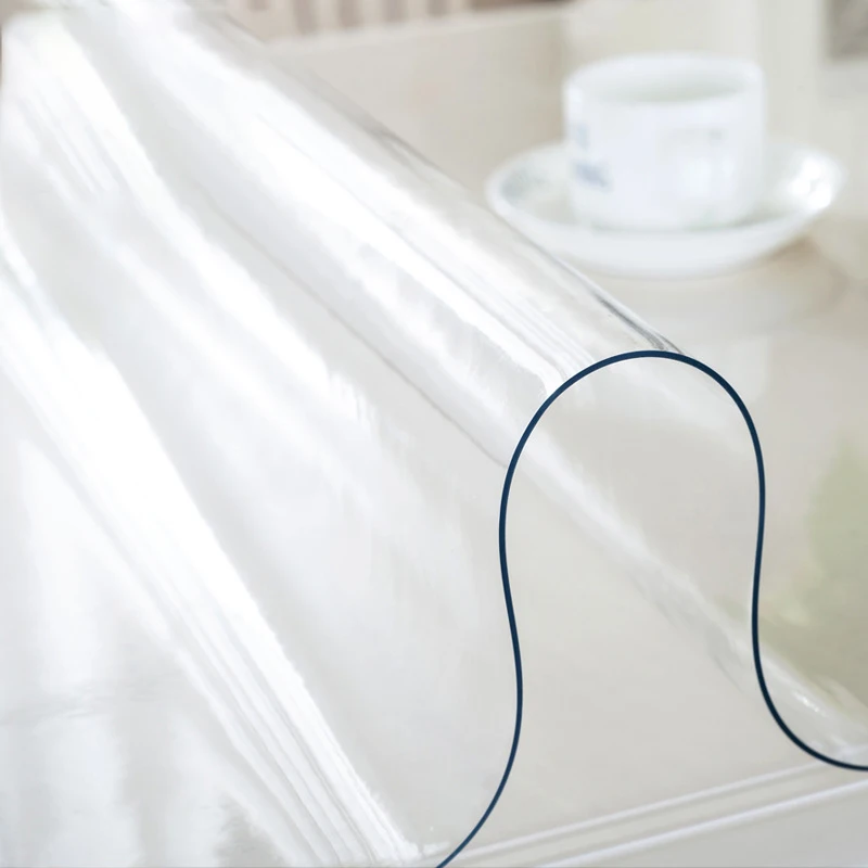 Clear Transparent Glitter PVC Vinyl Wipe Clean Tablecloth Table Protector Cover