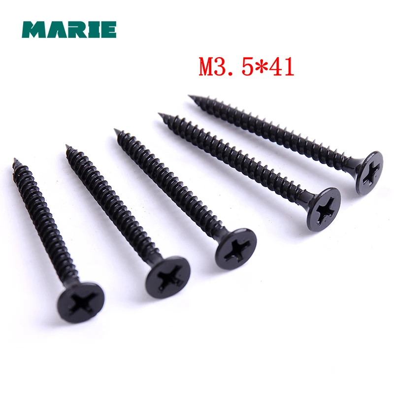 20 pcs Black Color Iron Self tapping Screws Countersunk Flat Head Small