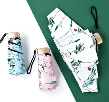

Plant Leaf Mini Pocket Umbrella Women UV Small Umbrellas Parasol Girls Anti-UV Waterproof Portable Ultralight Travel Umbrellas