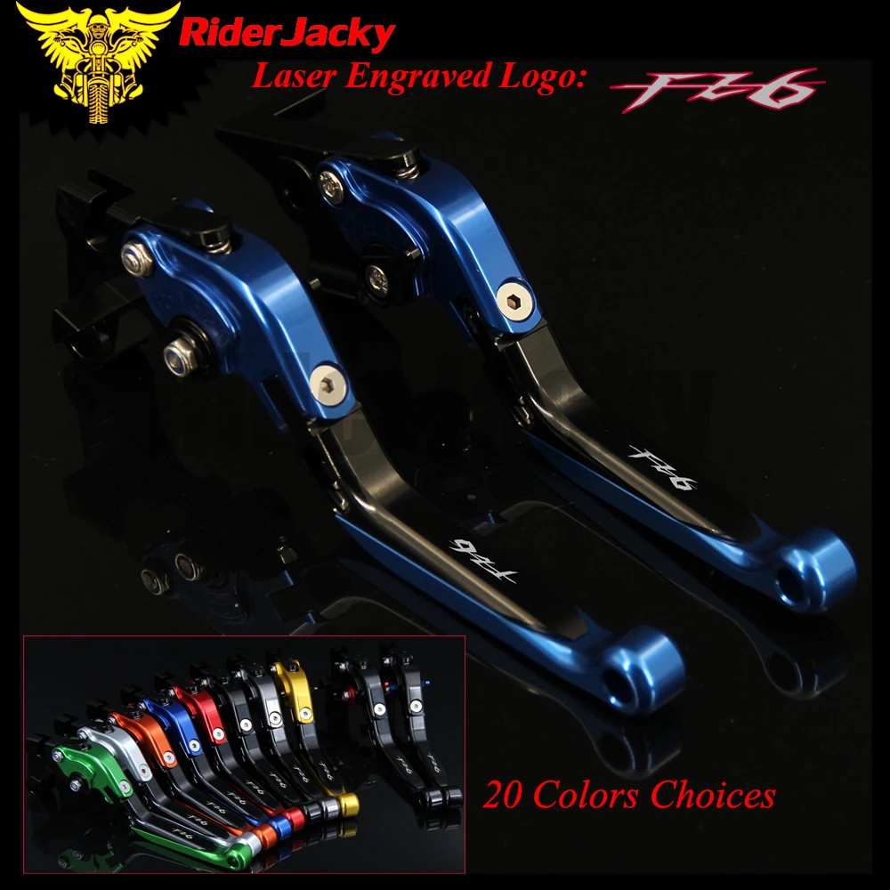 

RiderJacky (Logo:FZ6)For YAMAHA FZ6 FAZER 2004-2010 ,FZ6R FZ6 R 2009-2015 Blue Motorcycle Folding Extendable Brake Clutch Levers