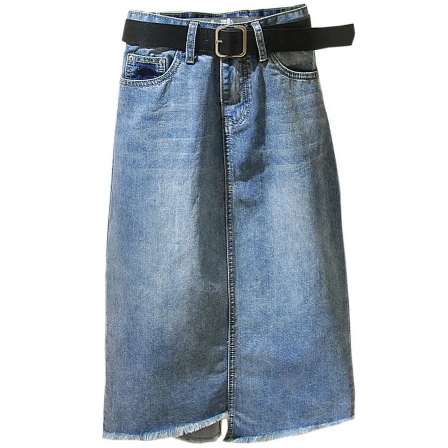 

2018 autumn women Denim Skirts Knee-Length Jeans package hip Skirts Irregular A-line Skirts plus size 2XL