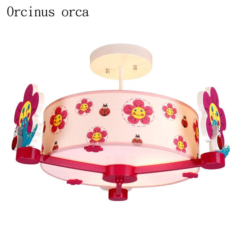 

Cartoon creative flower chandelier girl bedroom children's room lamp American modern personality LED red flower pendant lamp