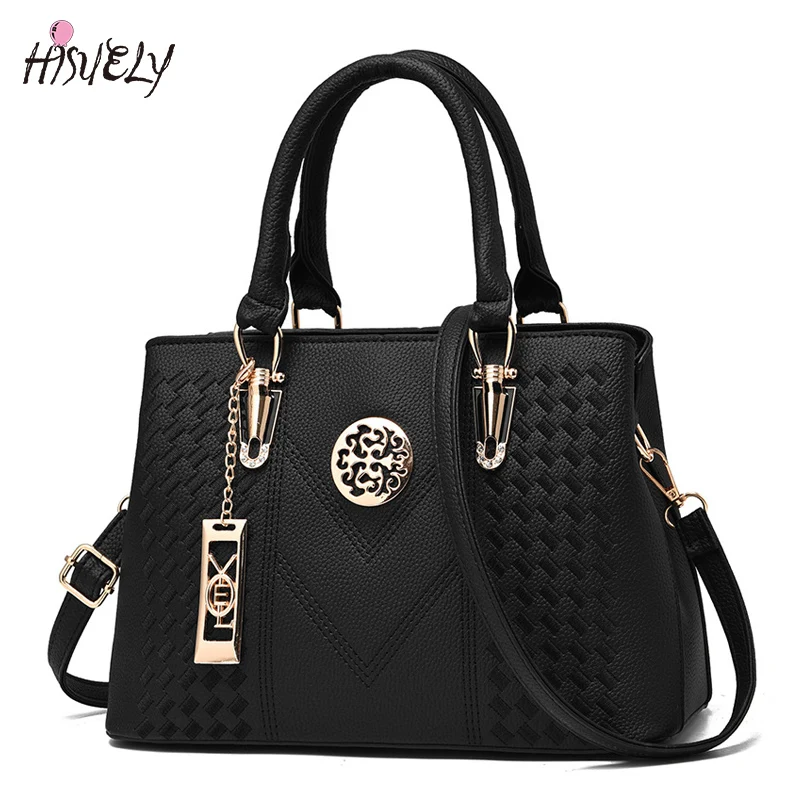 

2019 New High Quality Embroidery Women Leather Handbags Messenger Bags Sac a Main Ladies Shoulder Bag Hot Black Famous designer
