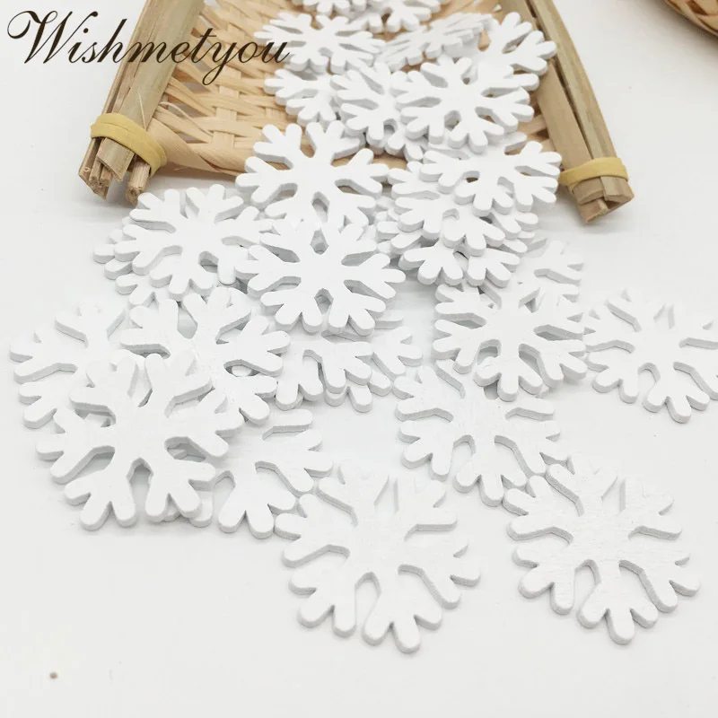 WISHMETYOU 36 шт. 30 мм деревянная снежинка для Diy рождественской вечеринки декор Скрапбукинг белые деревянные ломтики ремесла Аксессуары Поиск