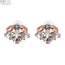 JUJIA, 8 цветов, женские массивные уникальные серьги, модные простые Кристальные серьги для женщин, ювелирные изделия
