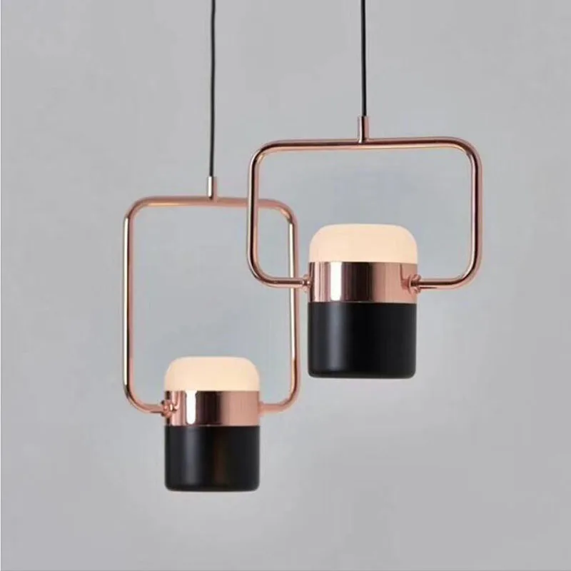 

Postmodern metal plating rose gold champagne gold black white living room bedroom restaurant long simple chandelier led fixture