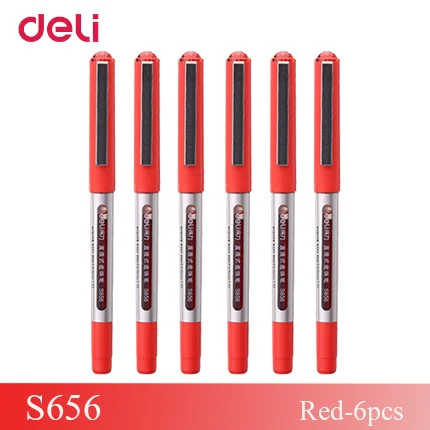 Deli, высокое качество, 6 шт, 3 цвета, чернила, гелевые ручки для письма, школы, офиса, канцелярские принадлежности, чернила, видимые, 0,5 мм, деловые ручки - Цвет: 6pcs red ink pen