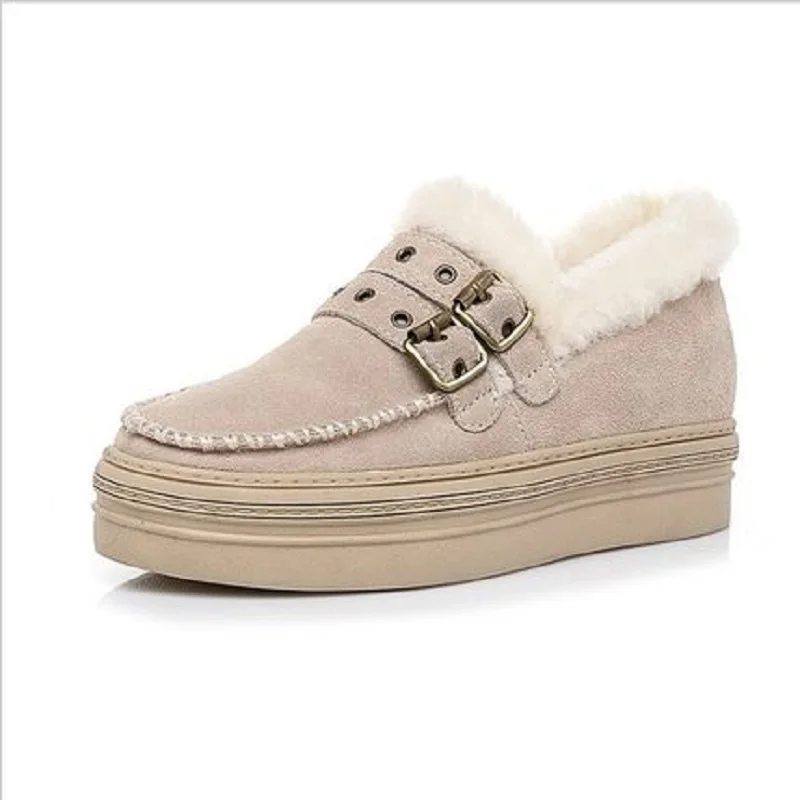

2019 new fur shoes women's winter wear inside increased and velvet warm cotton shoes thick peas shoes a pedal