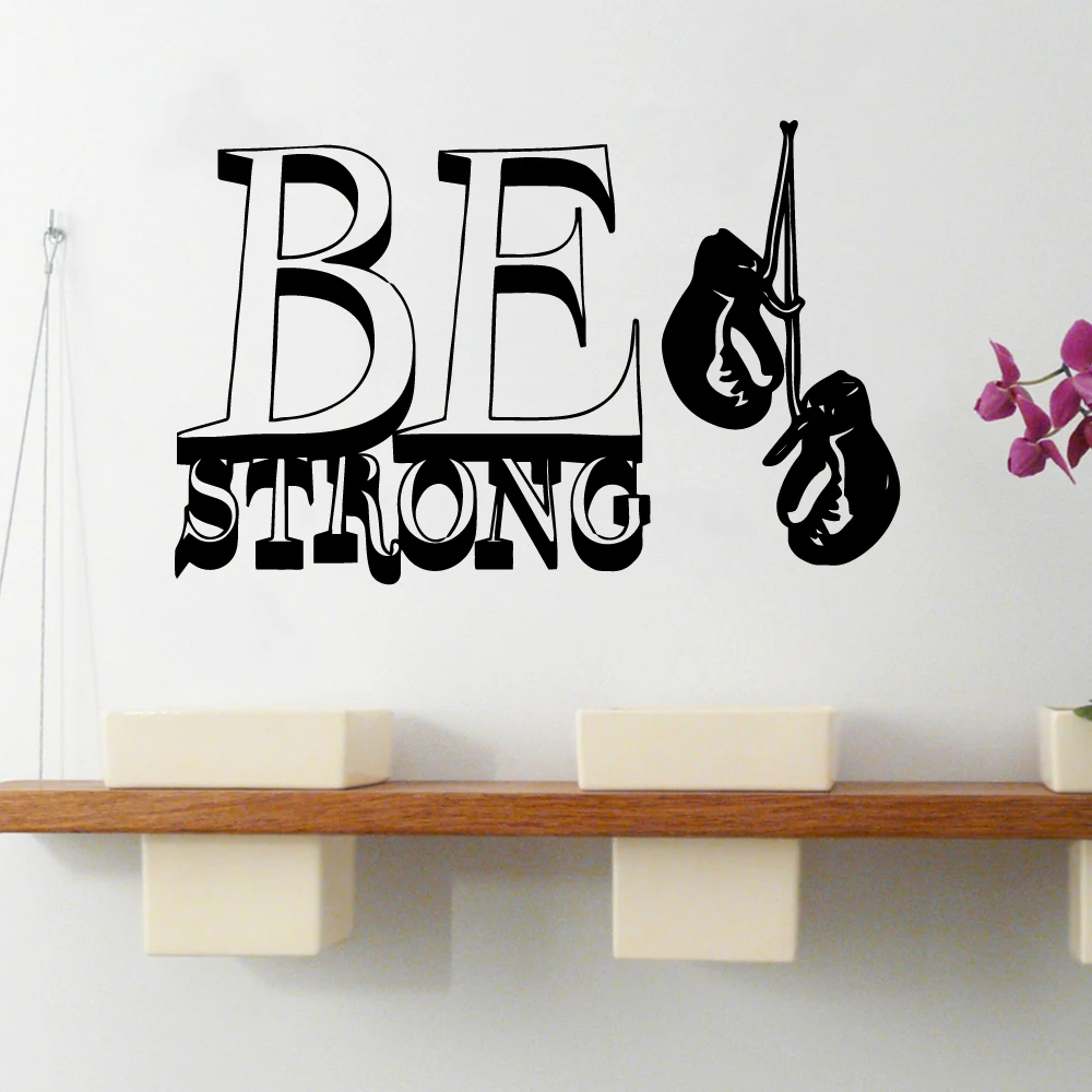 

Black Stickers be strong boxing Vinyl Wallpaper Roll Furniture Decorative For Baby's Rooms Vinyl Stickers Decor Wallpaper