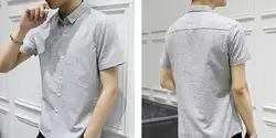 Повседневная мужская рубашка 2019 летняя новая мужская рубашка Тонкая Повседневная Однотонная рубашка с коротким рукавом