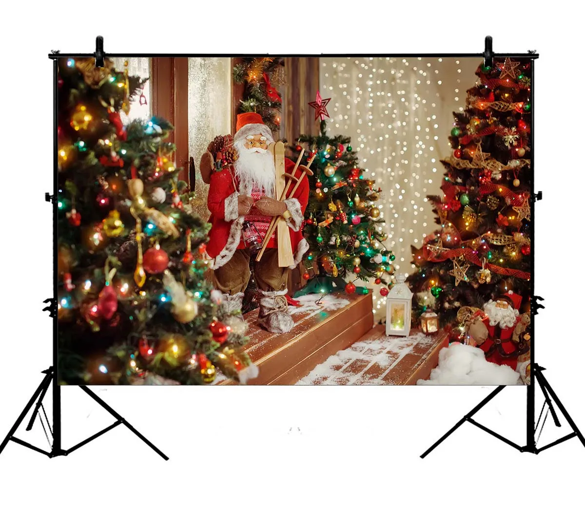 

5x7ft Christmas Decoration Tree Santa Claus Polyester Photo Background Portrait Backdrop