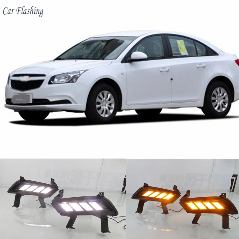 

Car Flashing 1 set For Chevrolet cruze 2014 2016 LED DRL Driving Daytime Running Light fog lamp cover Relay Daylight car-styling