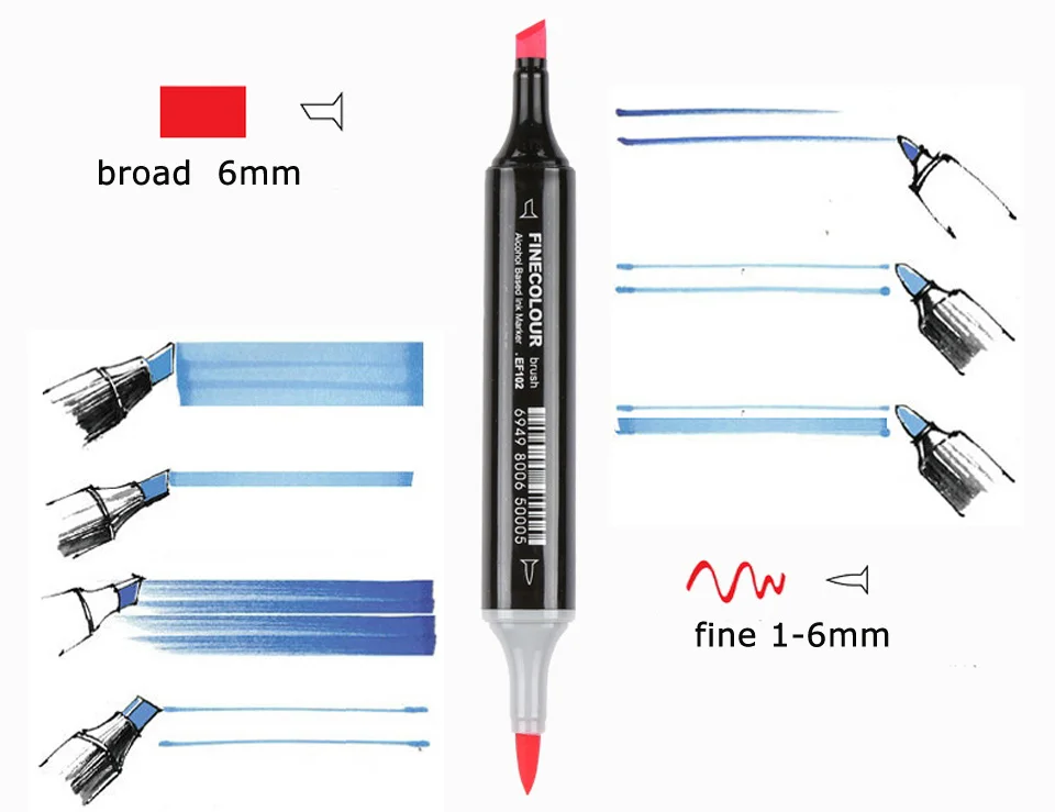 Finecolorour маркеры на спиртовой основе 72 цвета кисть двойной наконечник цветной графический Рисунок технический дизайн эскиз Художественный набор Ef102