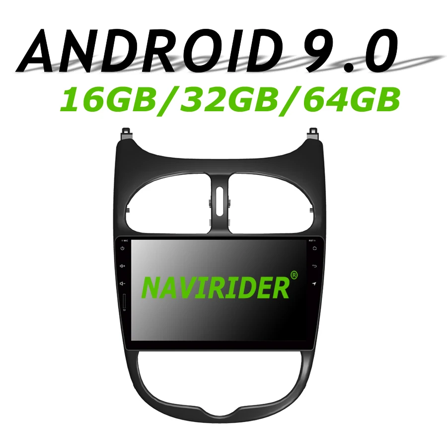 

High configuration Octa Core Android 9.0 Car GPS Multimedia For Peugeot 206 PG206 9inch Car Radio bluetooth 64GB large memory