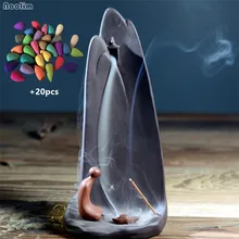 Креативная горная горелка для благовоний с обратным потоком, керамические конусы для благовоний, палочка, держатель для чайного домика, украшение для благовоний+ 20 шт. конусов для благовоний