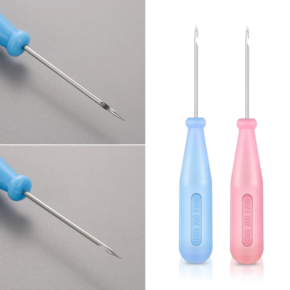 

Steel Stitcher Sewing Awl Tools Shoes Bags Hole Hook DIY Handmade Leather Tool Plastic Handle Cone Needle Shoe Repair Needles
