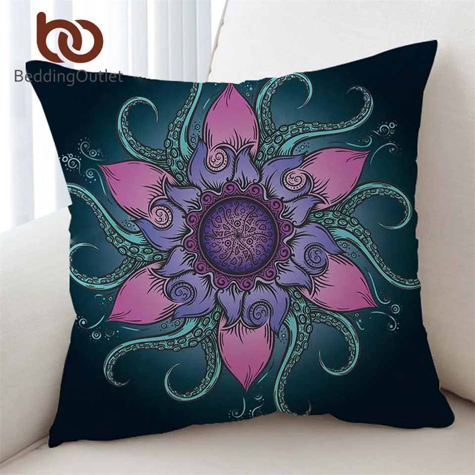 

BeddingOutlet Octopus Cushion Cover Floral Pillow Case Ethnic Mandala Flower Pillow Covers Exotic Nautical Ocean Funda Cojin