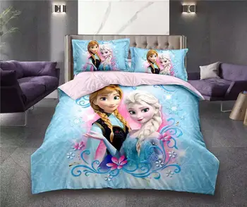 

Frozen Elsa and Anna 3d printe Princess bedding set twin size bed sheets duvet covers for girls room single bedspread coverlets