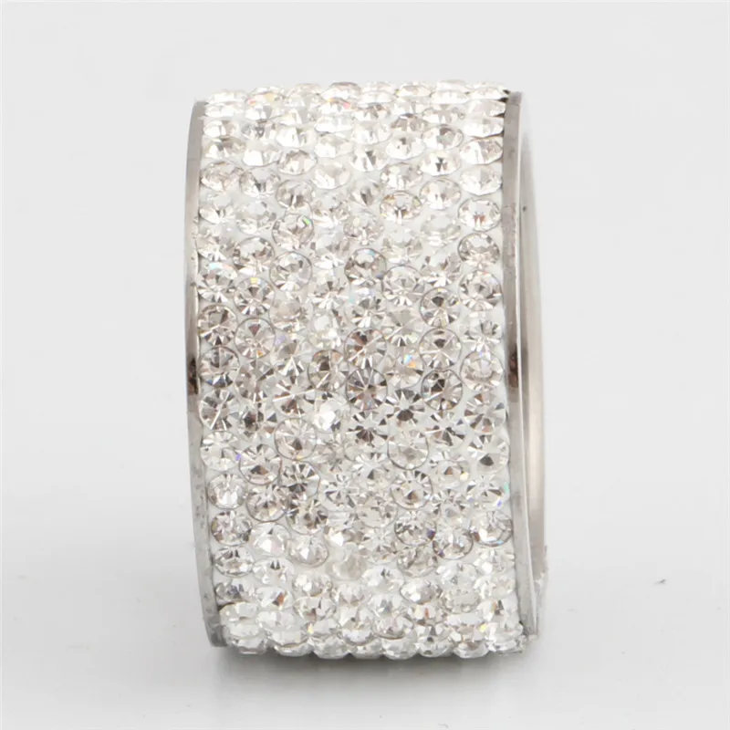 Modyle Full Crystal Rings For Women Man Wedding Ring Silver-color Stainless Steel Promise Jewelry