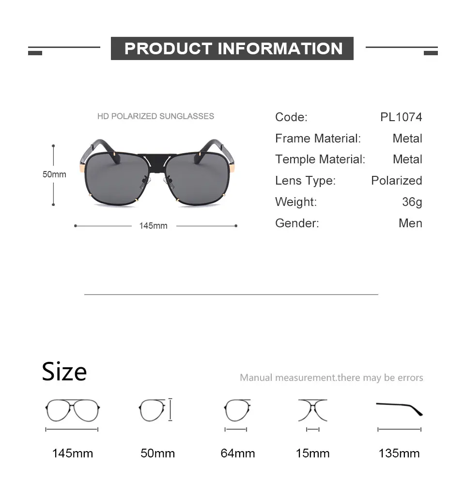 Модные мужские бескаркасные поляризованные солнцезащитные очки для пилота без оправы UV400 зеркальные очки для вождения солнцезащитные очки ретро-оттенки maleeeyewear PL1074