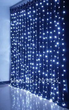 

480LEDs Chirstmas Curtain light Twinkle light lamp 3m(H)x 3m(W) waterfall water flow lights XMAS WEDDING GARDEN background-blue